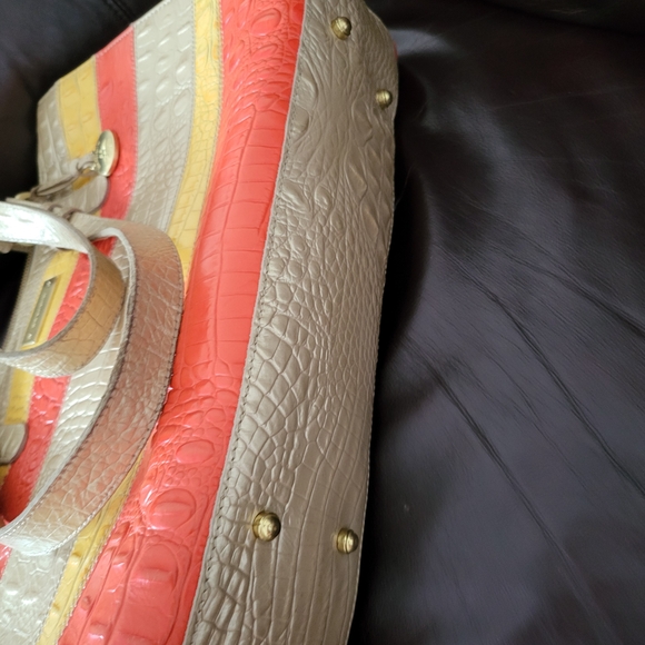 Orange and Yellow Striped Satchel Bag - Picture 5 of 13